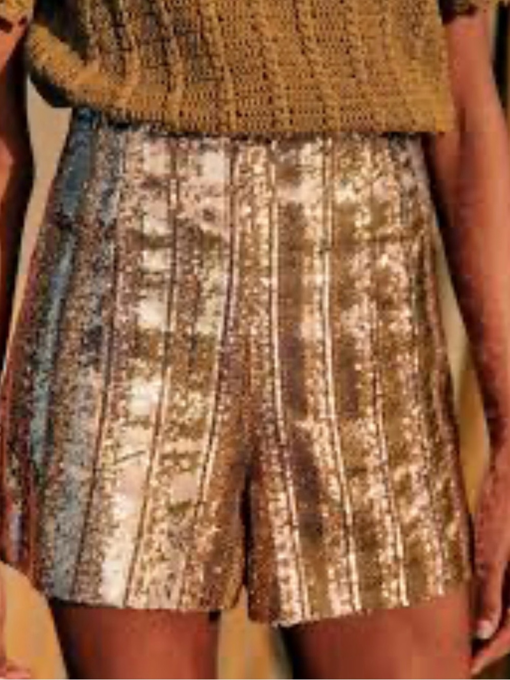 Sezane Rick Gold Sequin Shorts
